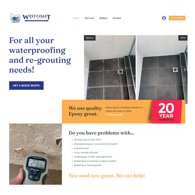 West Coast Grout web site screenshot